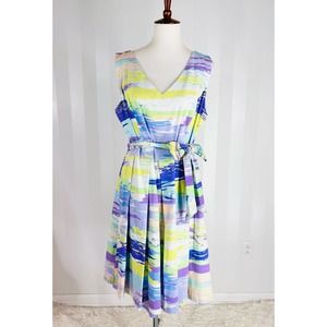 CHETTA B Women’s Multicolor Sleeveless Fit & Flare Dress Sz 16